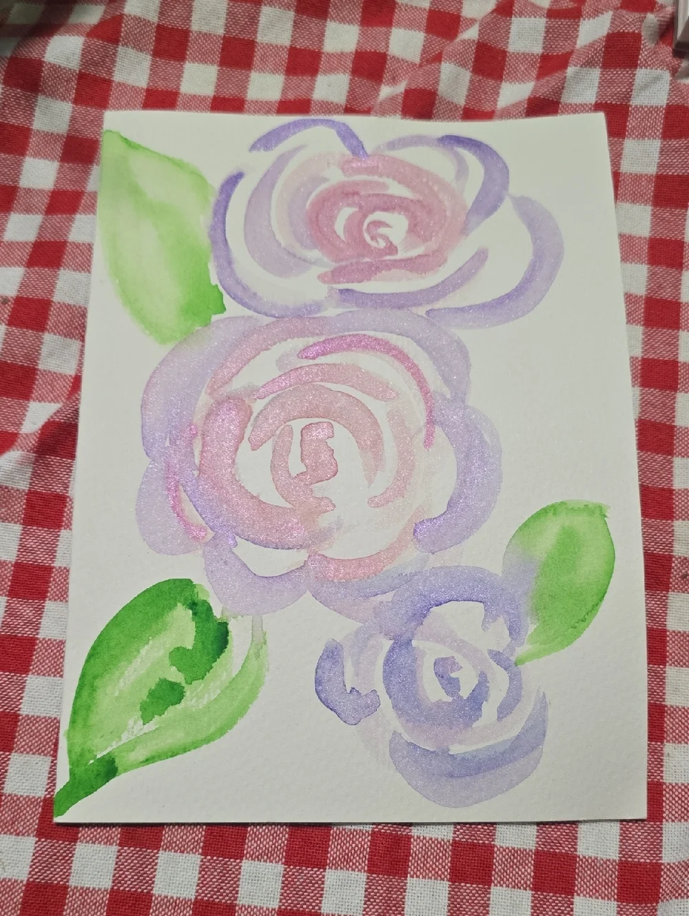 Hand-Painted Floral Watercolor Art Print in Purple and Pink CARD